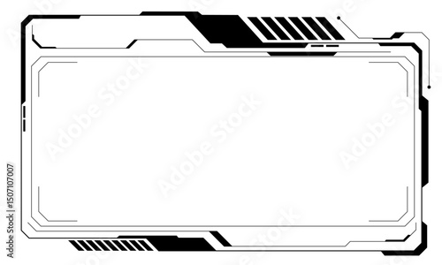 HUD frames black user interface elements design modern technology futuristic control panel screen digital hologram window gaming menu touching cyber monitor set white background vector