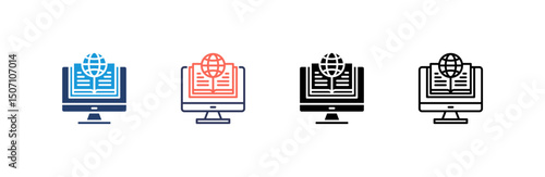 Online Course Icon set multiple style collection