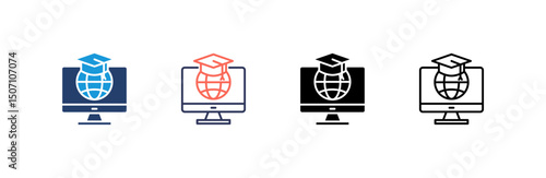 Online Education Icon set multiple style collection