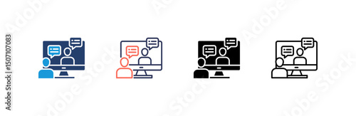 Online Discussion Icon set multiple style collection