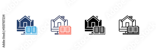 Homeschooling Icon set multiple style collection