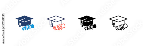 Graduation Icon set multiple style collection