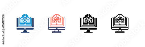 Machine Learning Icon set multiple style collection