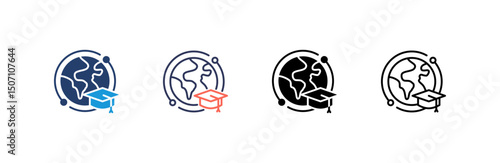 Global Learning Icon set multiple style collection