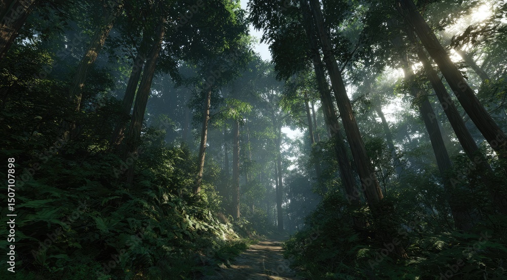 Obraz premium sun rays in the forest