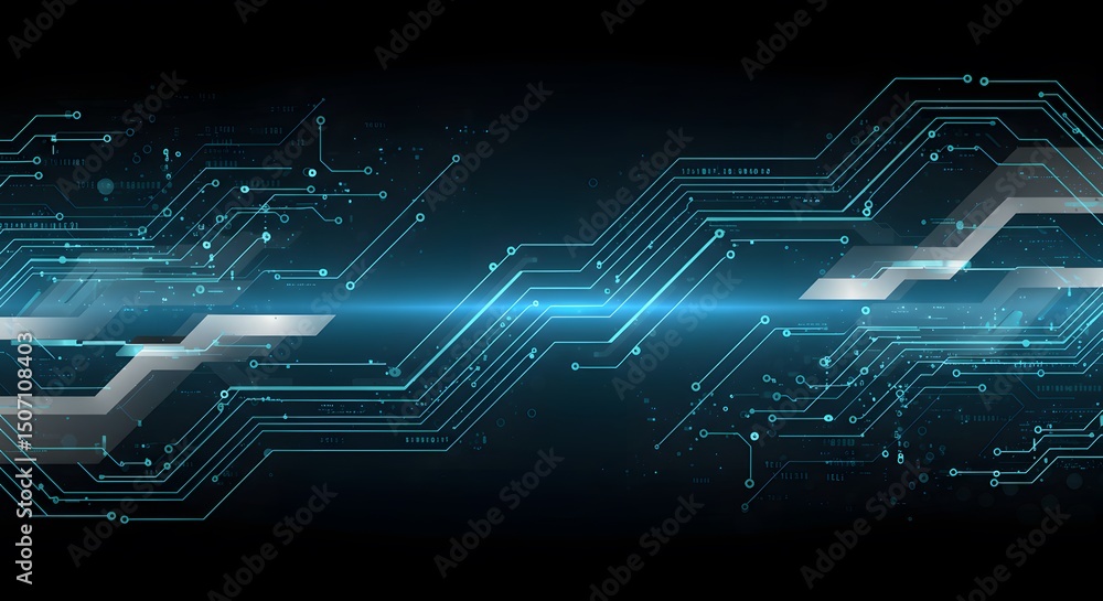 Abstract Technology Background Futuristic Circuit Board Design with Glowing Lines and Digital Elements Abstract Technology Background Futuristic Circuit Board Design with Glowing Lines and Digital Elements