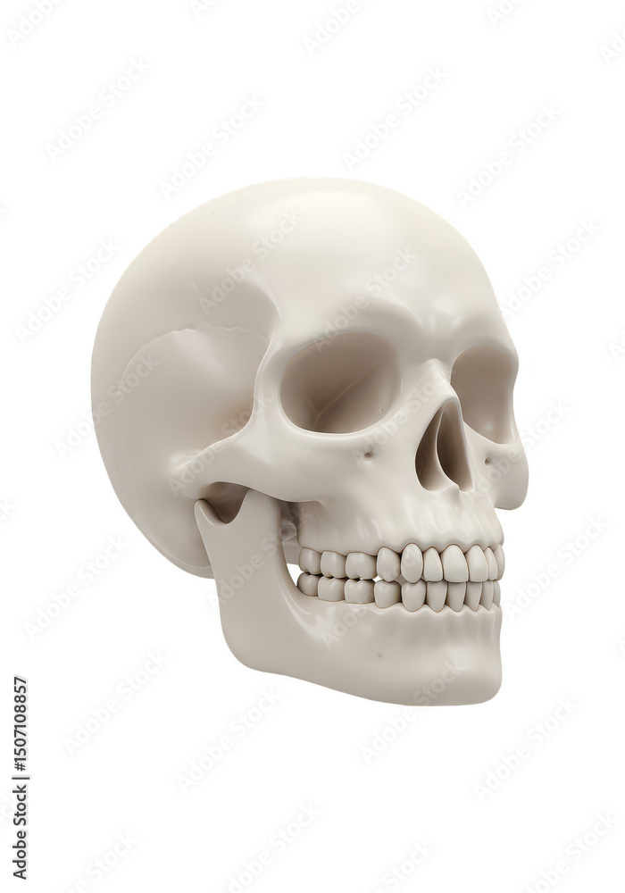 Fototapeta premium Realistic Illustration of Human Skull Skeleton Bone on Transparent Background