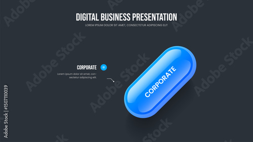 Market Review Presentation Layout Vector Illustration. Advertising Visualization 1 Element Infographic Slideshow Template. Financial Solution One Option Diagram Frame Design.