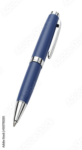 Isolated Blue Ballpoint Pen Writing Tool on Transparent Background