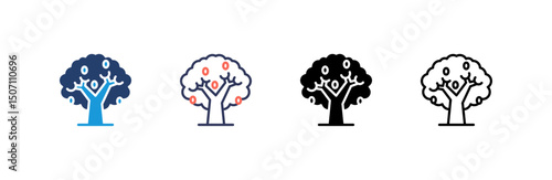 Olive Tree Icon set multiple style collection