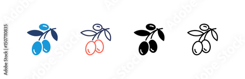 Olive Branch Icon set multiple style collection