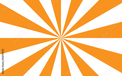 Abstract high energy background featuring a radial burst pattern with alternating curved rays. Smooth, wavy orange rays spiraling rays form symmetrical, hypnotic effect with a sunburst or pinwheel 