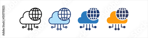 Cloud Computing Icon Set Multiple Style Collection
