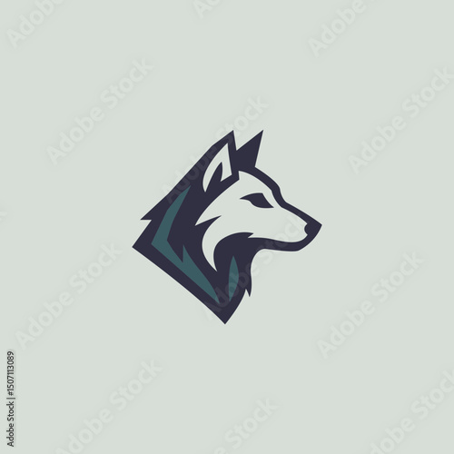 Wolf profile Logo Design: A minimalist logo featuring a wolf's profile, perfect for representing strength, leadership, and a wild spirit. The clean lines and bold colors make it suitable for branding.