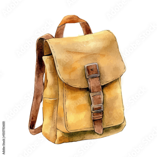 My Watercolor illustration, backpack painting illustration isolated on a white background, illustration, AI painting design, vector illustration set, eps format