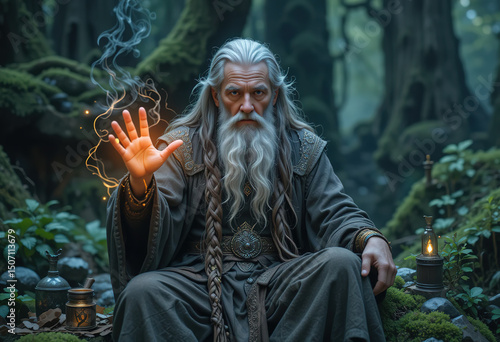 Wise Wizard Conjuring Magic