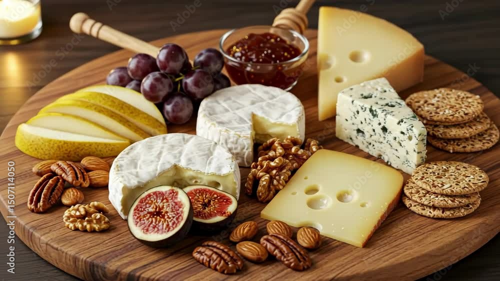 Gourmet cheese board with figs and nuts Gourmet cheese board with figs and nuts