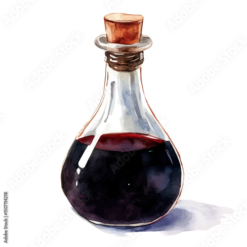 My Watercolor illustration, balsamic vinegar painting illustration isolated on a white background, illustration, AI painting design, vector illustration set, eps format