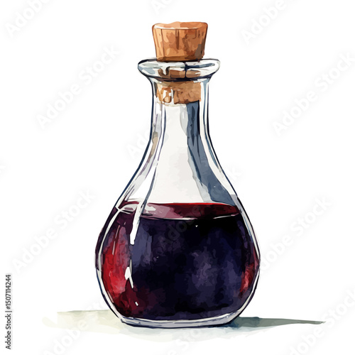 My Watercolor illustration, balsamic vinegar painting illustration isolated on a white background, illustration, AI painting design, vector illustration set, eps format