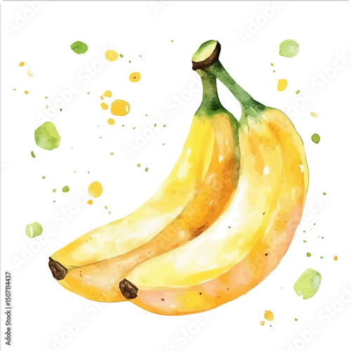 My Watercolor illustration, banana painting illustration isolated on a white background, illustration, AI painting design, vector illustration set, eps format
