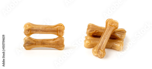 Rawhide bones, collagen dog chew food, pressed dry kibble, natural long-lasting canine treats