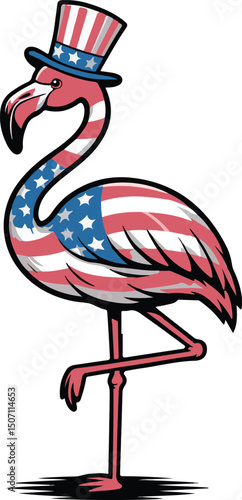 usa flamingo vector flag design
