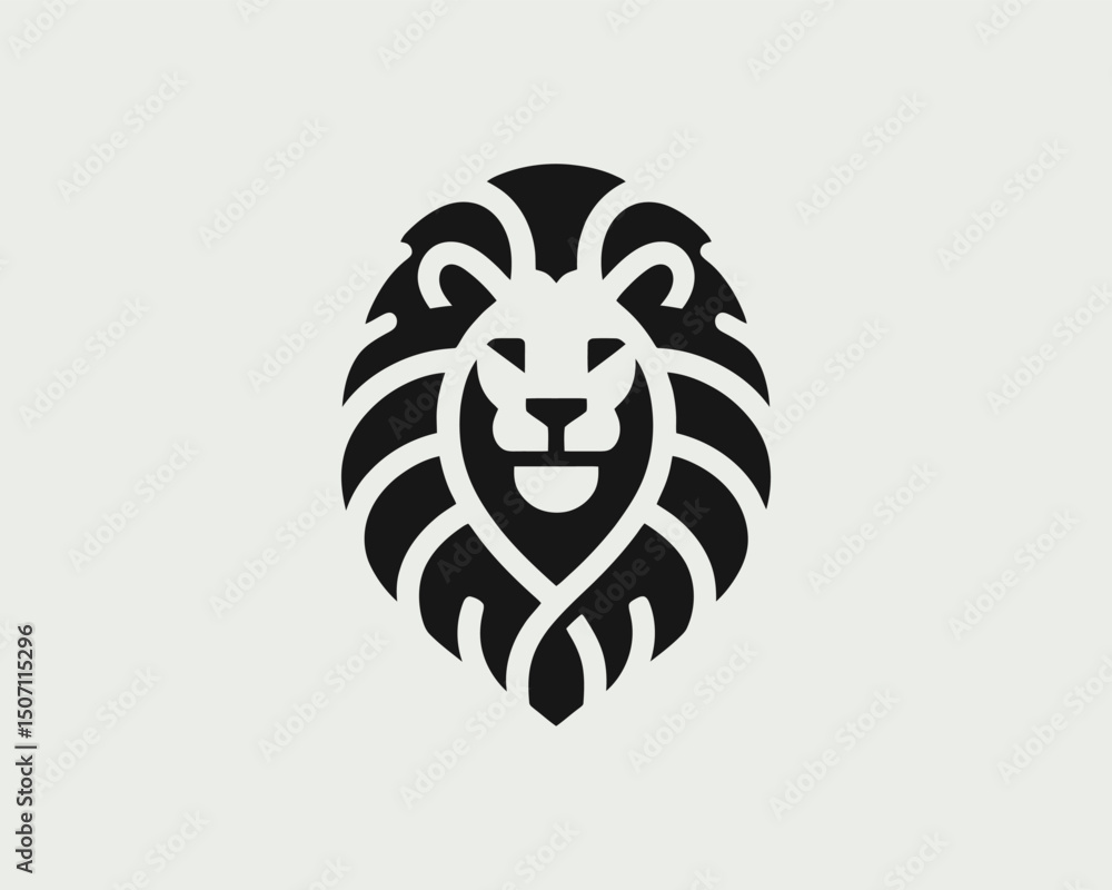 Fototapeta premium Lion Head Logo Black and White Modern