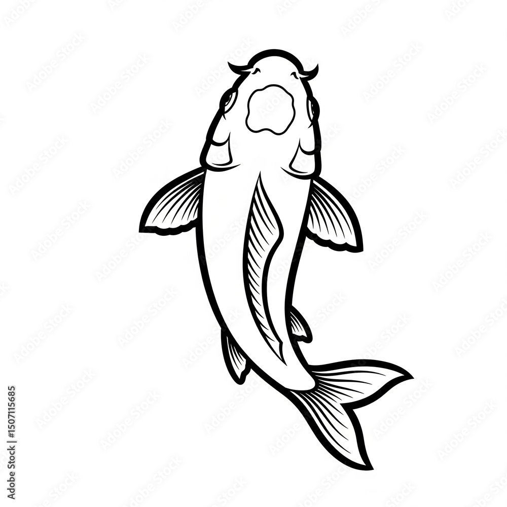 Obraz premium Sketch of tattoo on white background. Koi carp
