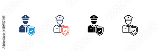 Security Officer Icon set multiple style collection