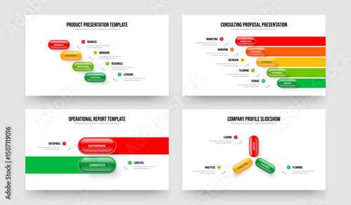 Creative Plan 4 5 2 3 Element Infographic Frame Design Bundle. Marketing Launch Four Five Two Three Option Diagram Presentation Layout Vector Illustration Set.