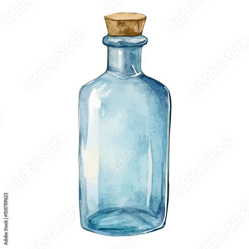 My Watercolor illustration, bottle painting illustration isolated on a white background, illustration, AI painting design, vector illustration set, eps format