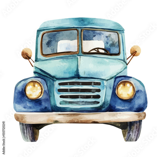 My Watercolor illustration, blue bumper painting illustration isolated on a white background, illustration, AI painting design, vector illustration set, eps format