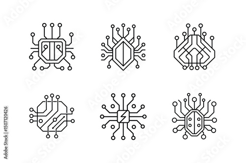 electrical circuit board icon line art vector illustration