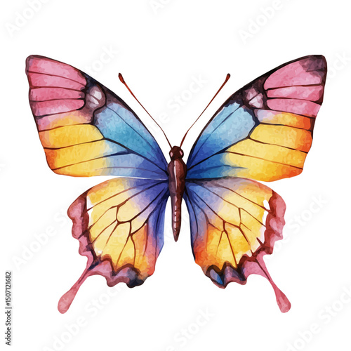 My Watercolor illustration, butterfly painting illustration isolated on a white background, illustration, AI painting design, vector illustration set, eps format
