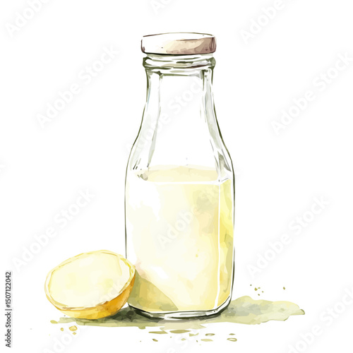 My Watercolor illustration, buttermilk painting illustration isolated on a white background, illustration, AI painting design, vector illustration set, eps format