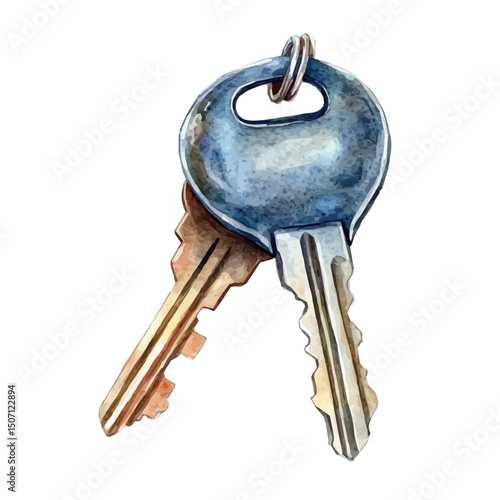 My Watercolor illustration, car key painting illustration isolated on a white background, illustration, AI painting design, vector illustration set, eps format