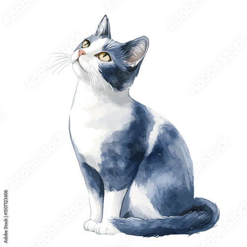 My Watercolor illustration, cat painting illustration isolated on a white background, illustration, AI painting design, vector illustration set, eps format
