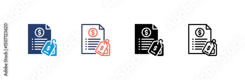 Price List  Icon set multiple style collection