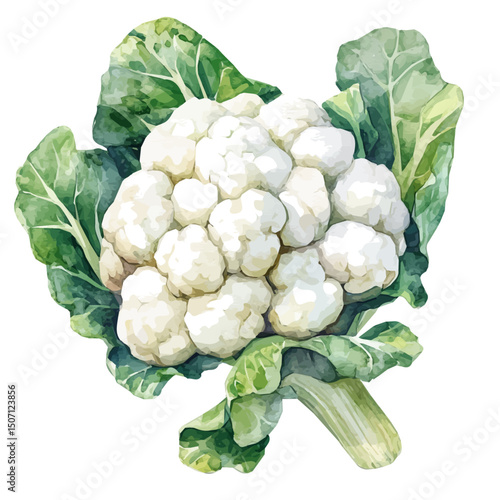My Watercolor illustration, cauliflower painting illustration isolated on a white background, illustration, AI painting design, vector illustration set, eps format
