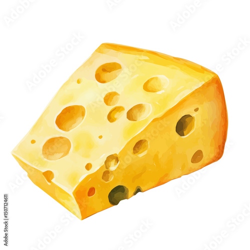 My Watercolor illustration, cheddar cheese painting illustration isolated on a white background, illustration, AI painting design, vector illustration set, eps format