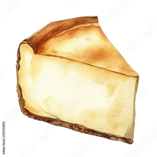 My Watercolor illustration, illustration cheesecake painting isolated on a white background, illustration, AI painting design, vector illustration set, eps format