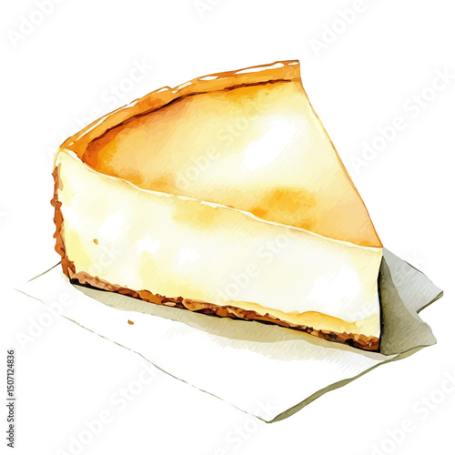 My Watercolor illustration, illustration cheesecake painting isolated on a white background, illustration, AI painting design, vector illustration set, eps format
