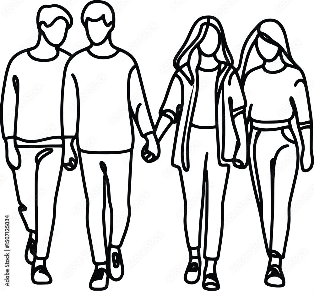 Friends enjoying vector silhouette illustration isolated on a white background Friends enjoying vector silhouette illustration isolated on a white background