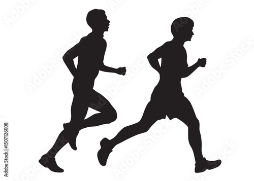 People athletes on running race on white background