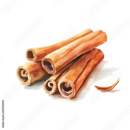 My Watercolor illustration, illustration cinnamon painting isolated on a white background, illustration, AI painting design, vector illustration set, eps format