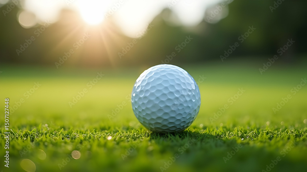 Competition-Grade Golf Ball: Flawless Surface Texture on Professional Green Under Daylight Competition-Grade Golf Ball: Flawless Surface Texture on Professional Green Under Daylight