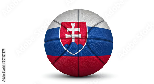 Free Download A basketball designed with the slovakian flag colors and emblem on a white isolated background - GFXLoad