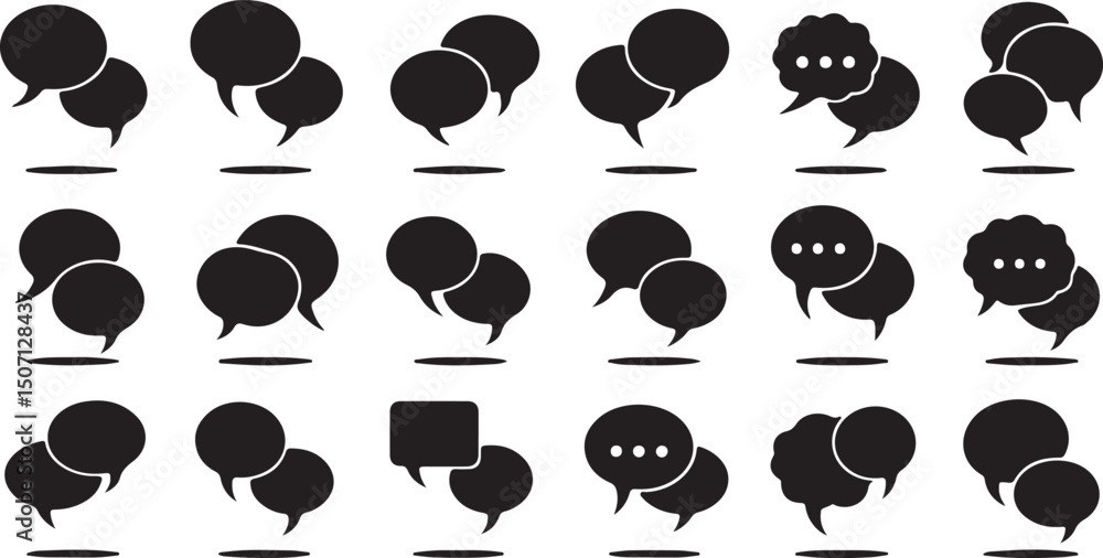 Set of speech bubbles silhouette vector icons Set of speech bubbles silhouette vector icons