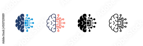 Brain Icon set multiple style collection