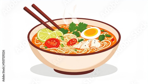 Colorful Pixel Art Illustration Of A Bowl Of Ramen